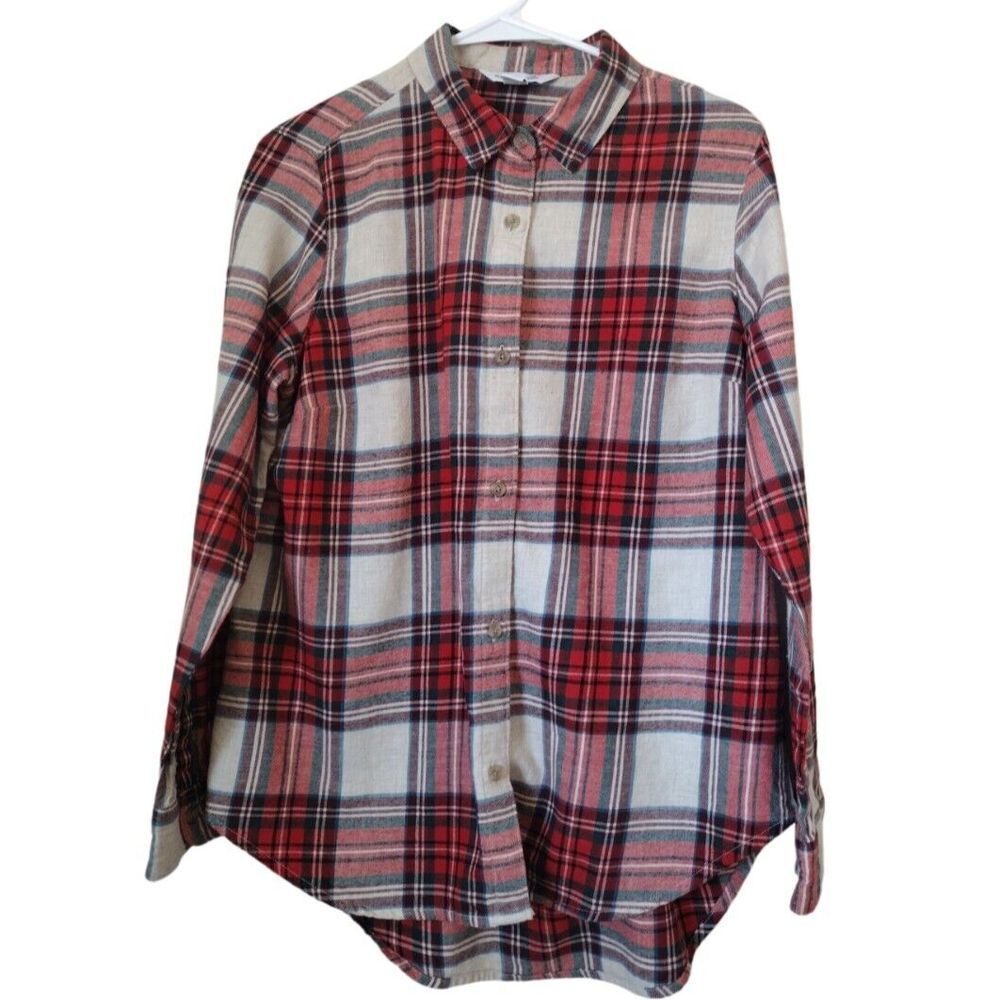 Old Navy The Classic Shirt Woman's L Red Plaid Button Up Western Autumn Rodeo